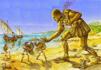 vrede Hurtig leje Archive of History on Twitter: "As I love giant robots for #mythologymonday  I thought I would talk about Talos the giant bronze man who was made by  Hephaestus as a gift to