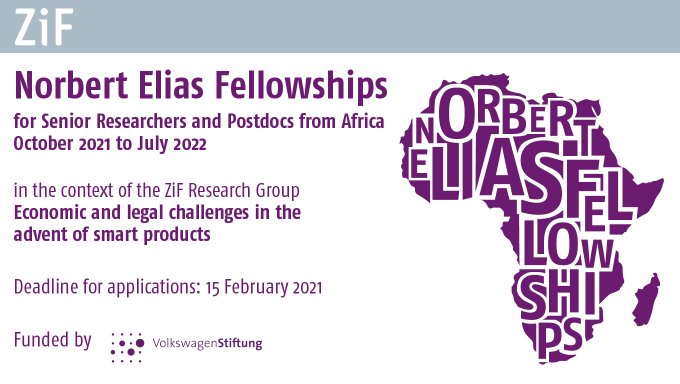 ZiF_Bi's tweet photo. One week to apply: Norbert Elias Fellowships 2021/22 https://t.co/I6SjiQyXBC 
@AfLanAssoc @IDeAL_KEMRI_WT @AASciences @JIAS_UJ 
@STIAS_SA @NASAConlineOrg @oppsforafricans @AESA_Africa @NordicAfrica @ResearchAfrica @AfricanScI @AAU_67 @AUResearchGrant @Science_SA_ @StellenboschUni https://t.co/k9ZoL36nIY