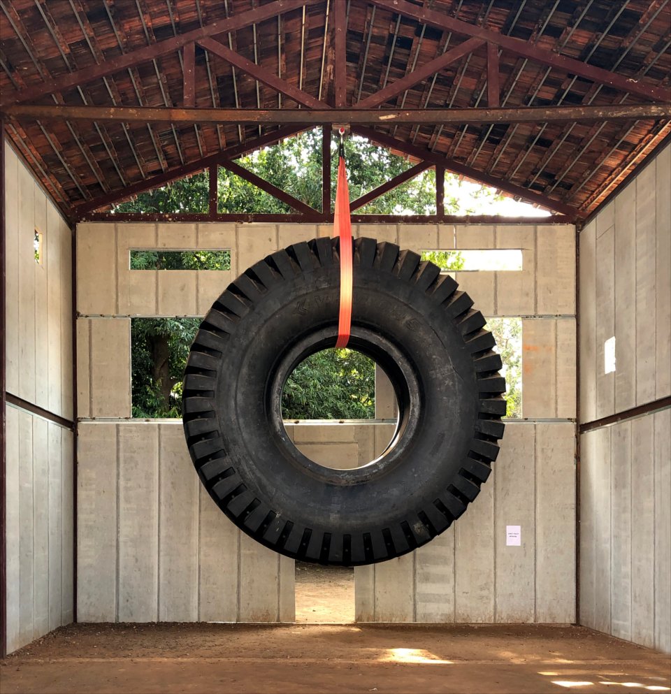 Tyromer_Inc's tweet image. Danish artist E.B. Itso's Mr Sun (Slow Violence) was exhibited in 2018 in #India. It alludes to environmental destruction, illegal construction, &amp;amp; suicides of #rubber farmers who hanged themselves from their trees in 2015. #tyes #tires #art 

unfactory.in/blog/kochi-bie…