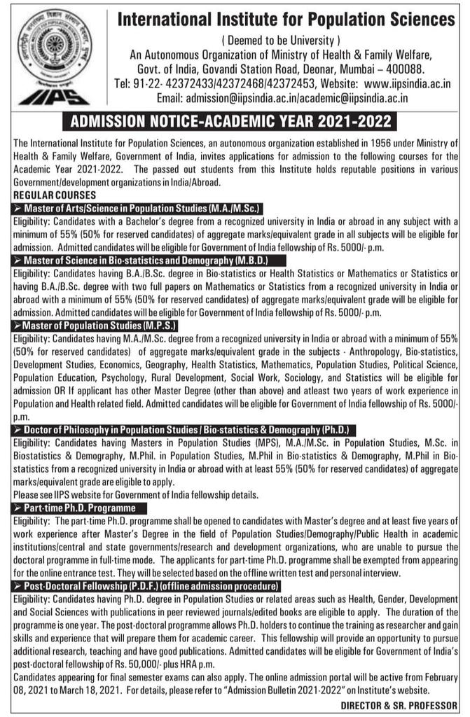 IIPSMumbai's tweet photo. Admission Notice - Academic Year 2021-2022 https://t.co/Vs6un32WPU
