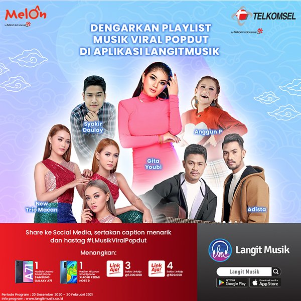 LangitMusik's tweet photo. SMARTPHONE TERBARU langsung ke rumah kamu! Program Langit Musik X @musikproaktif "Musik Viral Popdut" Nikmati musiknya & dapatkan hadiahnya!
Periode : 20 Desember 2020 β 20 Februari 2021
.
Info lebih lanjut https://t.co/MoDwxJgqxs
#ProgramBerhadiah #Kuis
#Giveaway #HPGratis https://t.co/ZEWVarwZfF