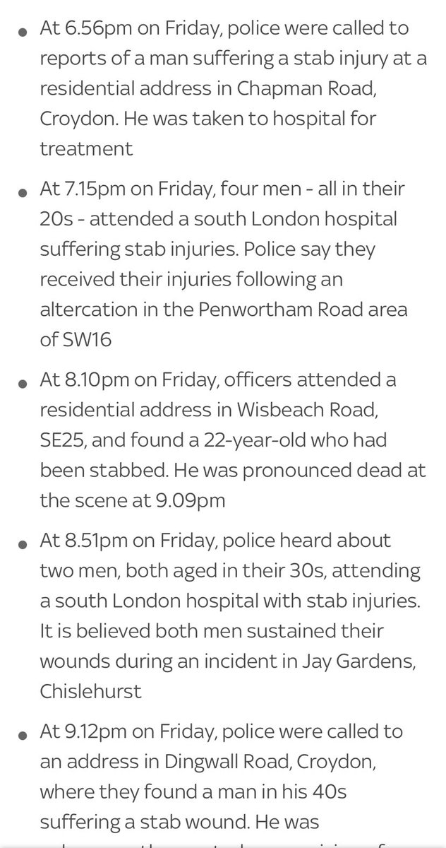 GregHands's tweet photo. Shocking - in the middle of a pandemic and national lockdown, stabbings in London seem out of control. 

It’s the Mayor’s job to get a grip. I know that @ShaunBaileyUK will.

This report from @SkyNews - this is just Friday night. Stabbings more than hourly. 

London needs change https://t.co/r5p4sxfSno