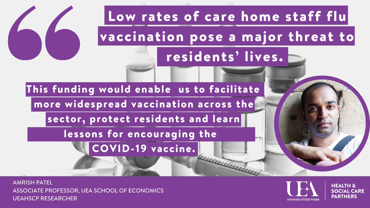 Together, Amrish Patel <a href="/AmrishEcon/">Amrish Patel</a> and our <a href="/MOG_EA/">Medicines Optimisation Group East Anglia</a> lead David Wright are leading a bid submission around increasing #COVID19 #vaccination uptake in care home staff. This will be pertinent for encouraging take up of the vaccine going forward if there is a need for further doses