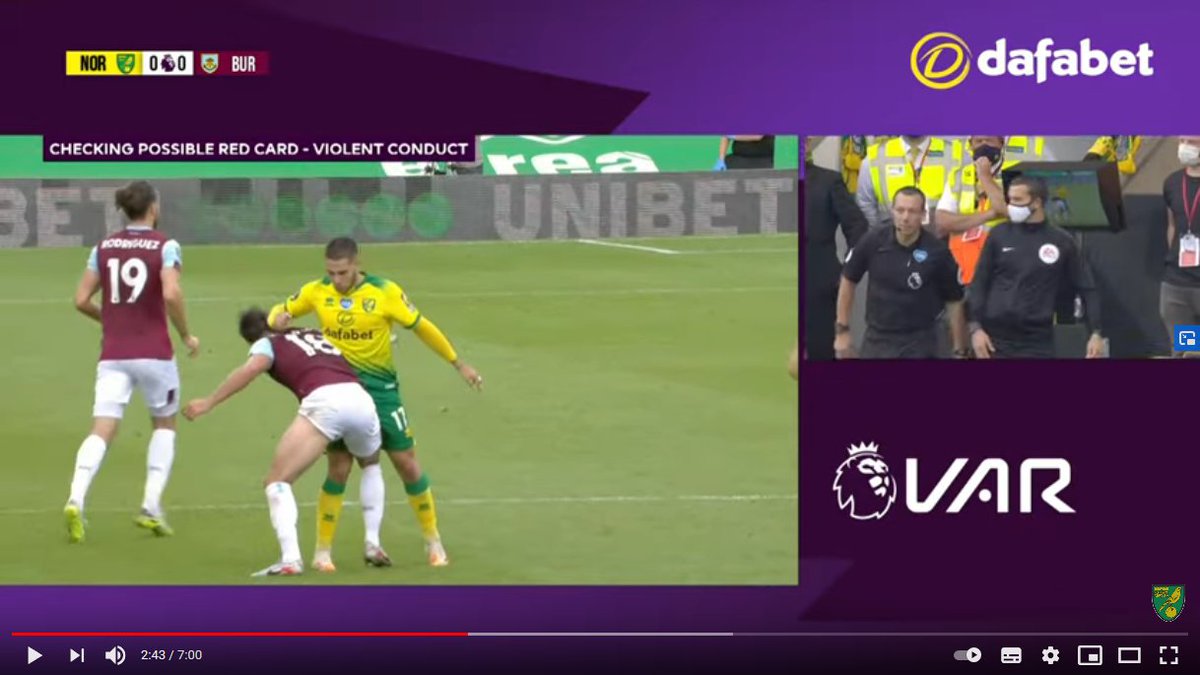 Mason told Dean to look at the clenched fist of Soucek. And it's not the first time.When Emiliano Buendia of Norwich was sent off vs. Burnley in July, Mason was VAR. He told the ref, Kevin Friend, that Buendia clenched his fist before striking Ashley Westwood with his elbow.