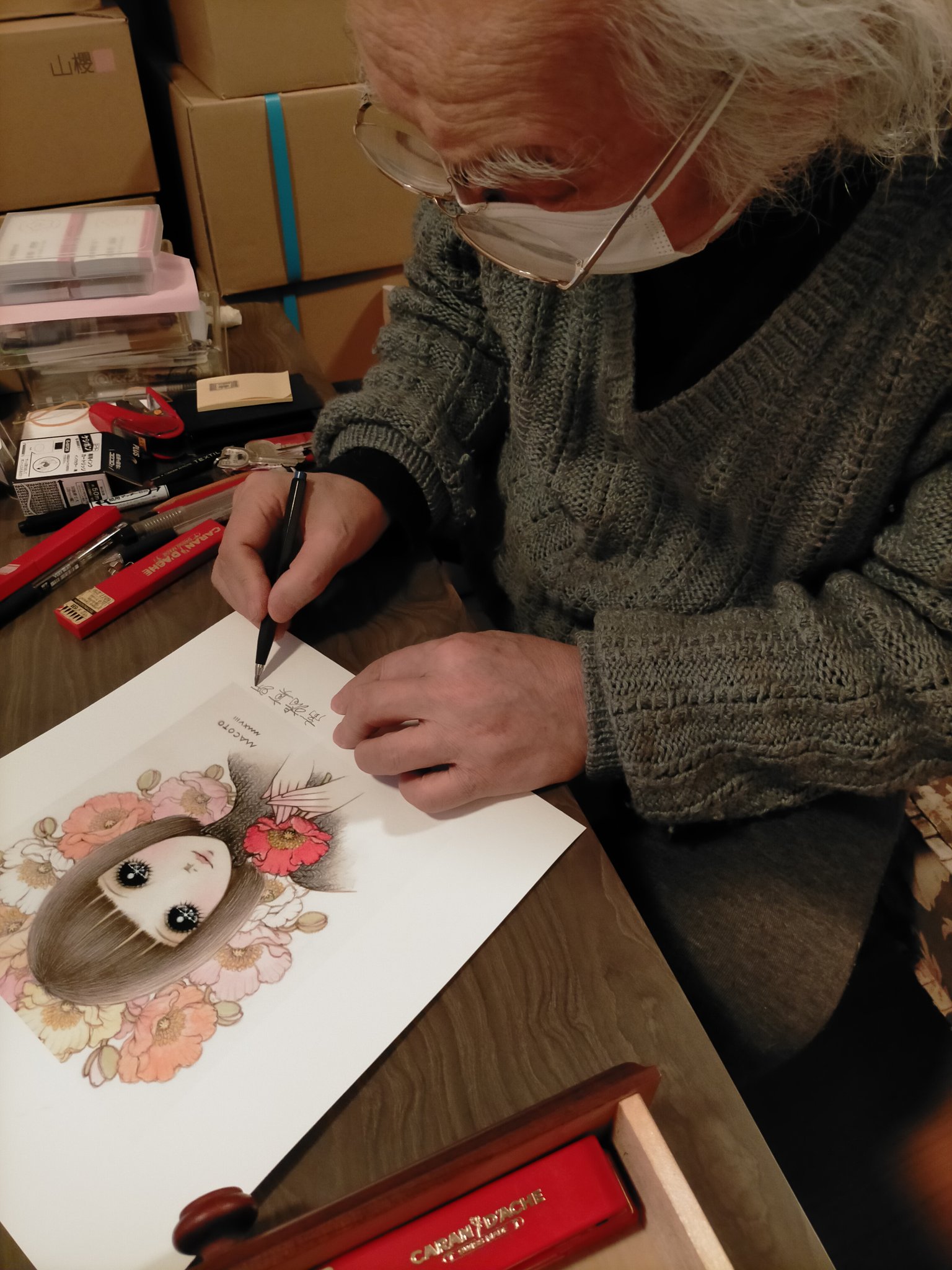 高橋真琴展 グッズ ロープハンドルクリアバッグ「花帽子の少女