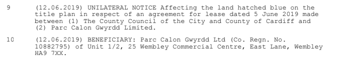 I tried to contact Parc Calon to put those concerns to them. But the company doesn't have a website, or any contact details anywhere. So it is unclear who is behind the schemeWhat is clear however: Cardiff council owns the land, as these docs from the Land Registry show3/6