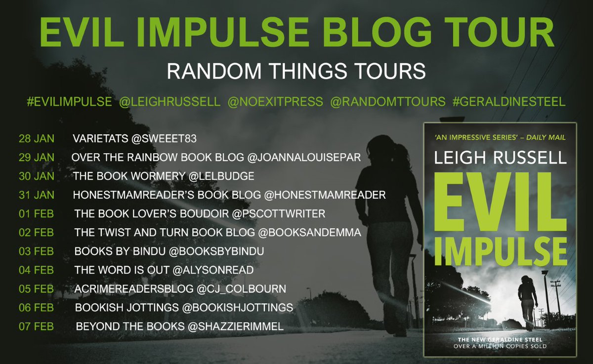 RandomTTours's tweet photo. MASSIVE THANKS #RandomThingsTours bloggers for supporting the #EvilImpulse by @LeighRussell Blog Tour with @noexitpress 💚💚
@ShazzieRimmel https://t.co/ENCSE70pr0
