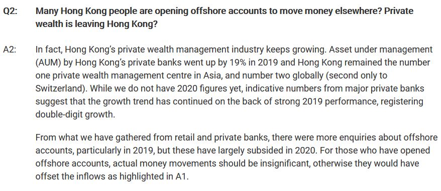 “[HKers' money &] Private wealth is leaving Hong Kong?” This one dodges the real issue (retail money) to talk about private wealth management. Also admits there aren’t offshore acct data available for 2020 yet. Again, many HKers expected to leave asap:  https://www.ft.com/content/7eed5303-5937-4245-89d8-1c86a65fac3e 3/8