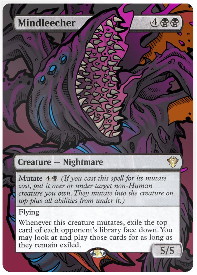 Kesswylie's tweet photo. Does a lack of comic promo Commander Precon Mutate creatures just leave your deck incomplete? Well, we previewed the perfect solution! With these Mutate creature @AlterSleeves by Samuel Alexander!
Link to buy all 4 with 20% off in the video description!  
https://t.co/MDkaXJ2X9R https://t.co/x9vx6gXHGj
