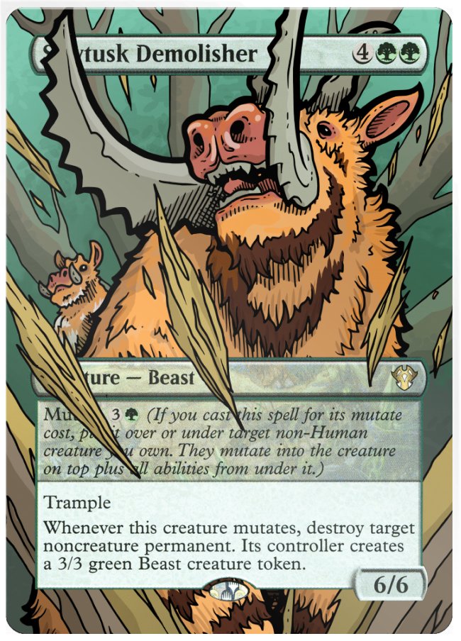 Kesswylie's tweet photo. Does a lack of comic promo Commander Precon Mutate creatures just leave your deck incomplete? Well, we previewed the perfect solution! With these Mutate creature @AlterSleeves by Samuel Alexander!
Link to buy all 4 with 20% off in the video description!  
https://t.co/MDkaXJ2X9R https://t.co/x9vx6gXHGj