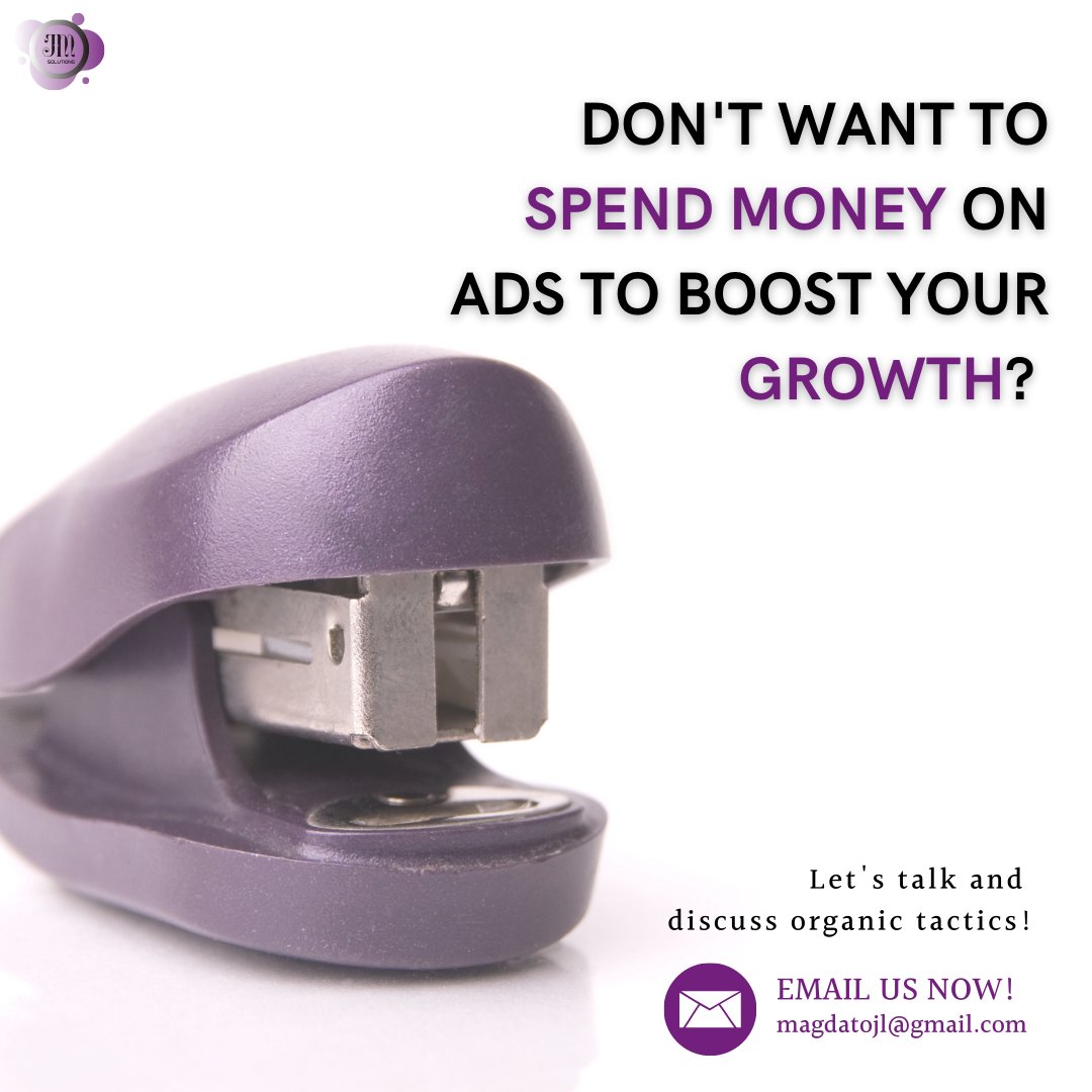 JoyLynMagdato's tweet photo. You want growth but you would not want to spend another centavo for paid ads, what to do? 

Resort to organic social media tactics! ✅

No idea how? then invest a little and let JM Solutions take the burden and help you out!

#growthstrategy #growthhacks #organicgrowth https://t.co/T7jT2XFrS4
