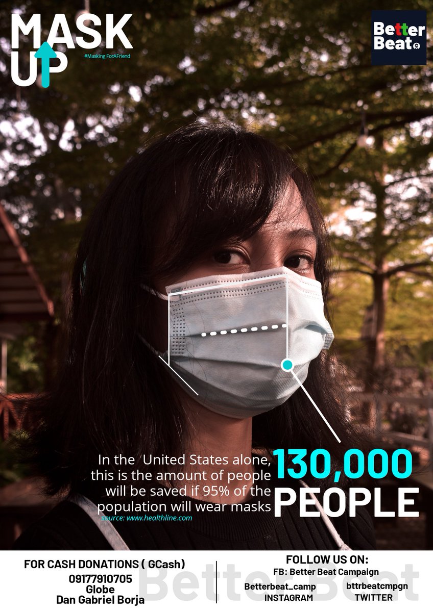 bttrbeatcmpgn's tweet photo. You actions matter. That's  why putting up a mask is as important as following your safety protocols. Save a Life and Mask up for your friends. MASK UP, the second installment of our campaign fight against this virus. https://t.co/jdFy0GKz14