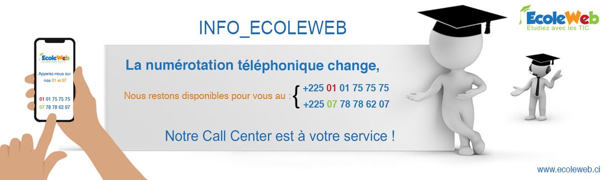 ecole_web's tweet photo. La numérotation téléphonique change , nous restons disponibles pour vous. Appelez-nous sur nos *07* 😏 et *01* 🙃. Rdv vite sur https://t.co/hcC5IHhQK2
 #EcoleWeb #rdv_ecoleweb #digitallearning https://t.co/PWwnu84MCL