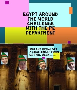 DysonPe's tweet photo. Around the world challenge stage 4 - Egypt with PE. All details on google classroom and prizes up for grabs this week! Good luck @DysonPerrins https://t.co/0iOWxmkIoa