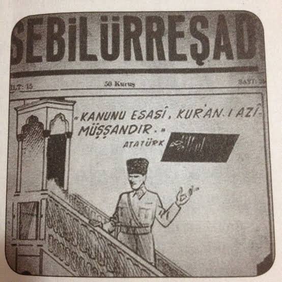 DarkWebDeepT's tweet image. Mustafa Kemal 7 Şubat 1923'de, Balıkesir Zağnospaşa Camii'nde

"Anayasamız Kur'an'dır" demiştir.. Sevgili laikler 

Kaynak: Mustafa Kemal Paşa’nın, Hakimiyet-i Milliye’nin 11 Şubat 1923 tarihli nüshasında neşredilen Balıkesir Hutbesi.

 #AnayasamizKuranOlsun
