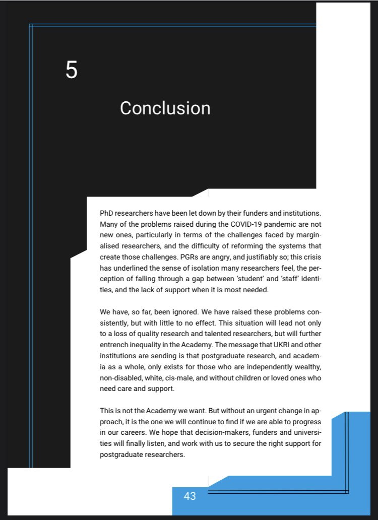 Falling Short is essential reading for anyone undertaking, supporting or managing postgraduate research. We will be sending the report to DTP directors, ministers, MPs,  @ucu,  @nusuk,  @UniversitiesUK and, of course,  @UKRI_NEWS 4/6