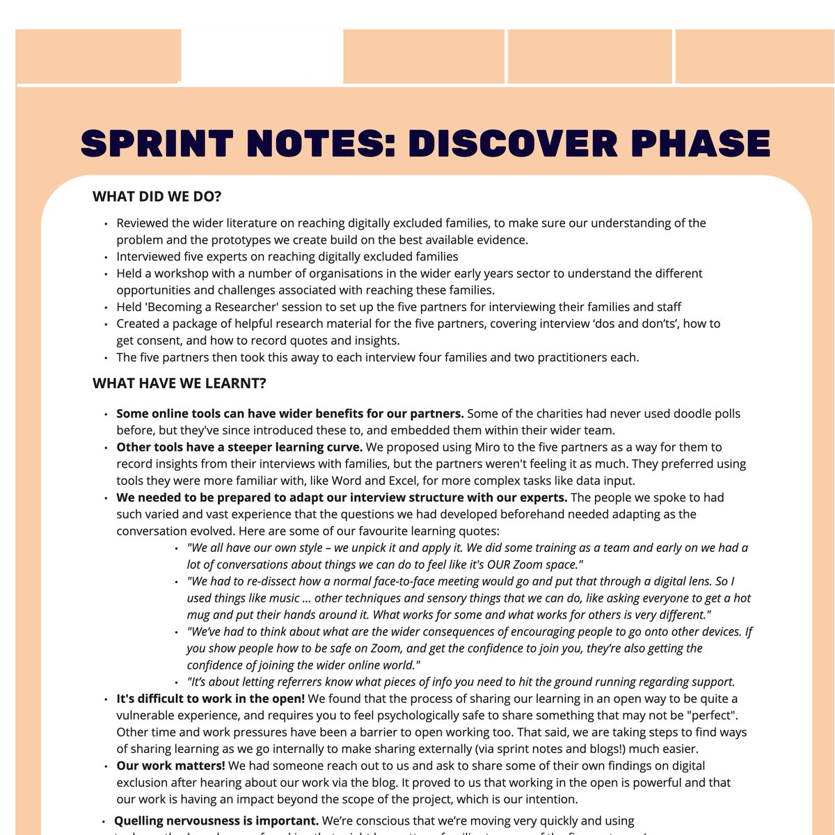 DartingtonSDL's tweet photo. As part of the #ConnectingFamilies project exploring #digitalexclusion, we're working in the open, sharing what we've learnt throughout the #research, #codesign & testing journey so far. To stay up to date, follow the #SprintNotes on our webpage below: 🔗https://t.co/NiQN7i7Axf https://t.co/LCoq8yTGGr