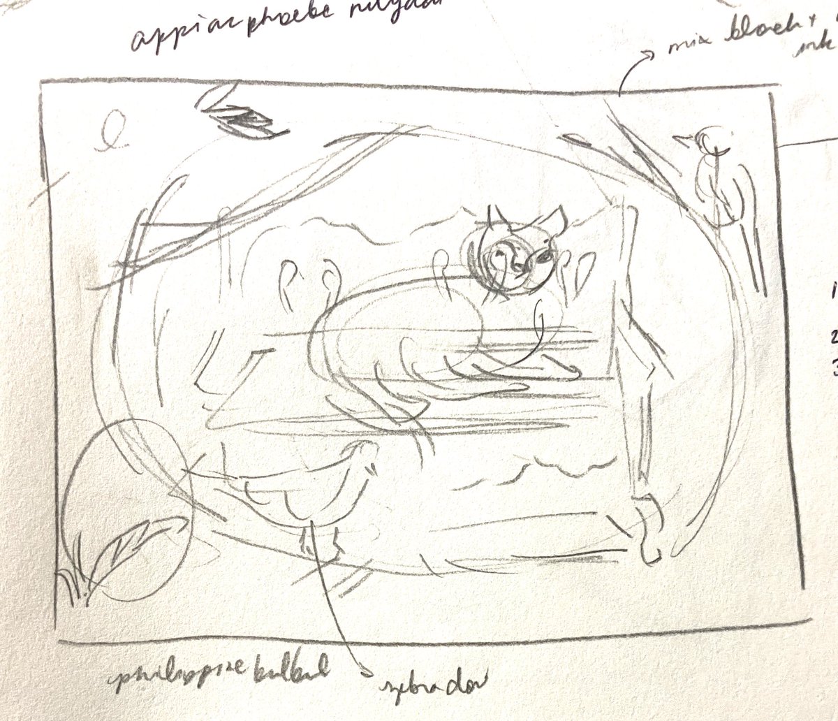inyafazes's tweet photo. This should’ve been the real ~sketch photo which is usually really messy and unfinished but necessary to get the right placement! I usually spontaneously add elements on the final sketch https://t.co/UGylUpP3du