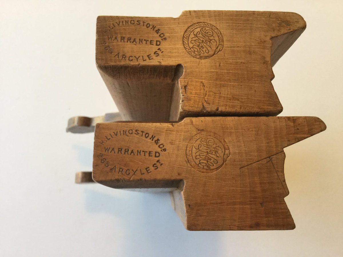 oldschooltools's tweet photo. A fantastic pair of sash planes made by Glasgow based R. Livingstone & Co respectfully stamped with address and for cut passes 1 & 2 more here https://t.co/NIxqZCIqmX #oldtools #glasgow #scottish #planemaker https://t.co/tNhHajC9pt