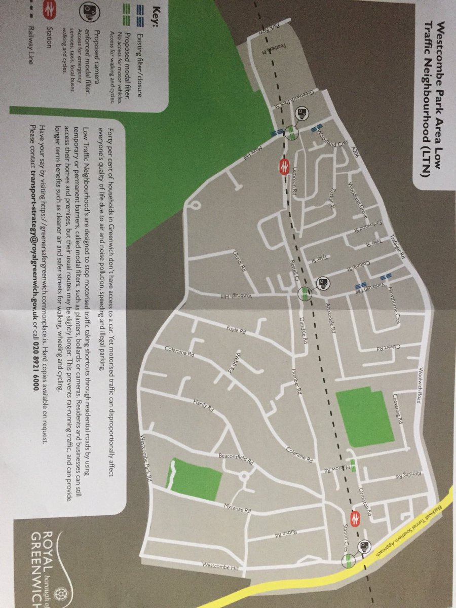 Such a bad idea for a gridlocked #Greenwich...will displace traffic and cause more idling cars and pollution seeking new routes #ltn#westcombepark @Royal_Greenwich #greenwichhour#charlton#blackheath @grnwchnews @NewsShopper If you want your say get in touch with council