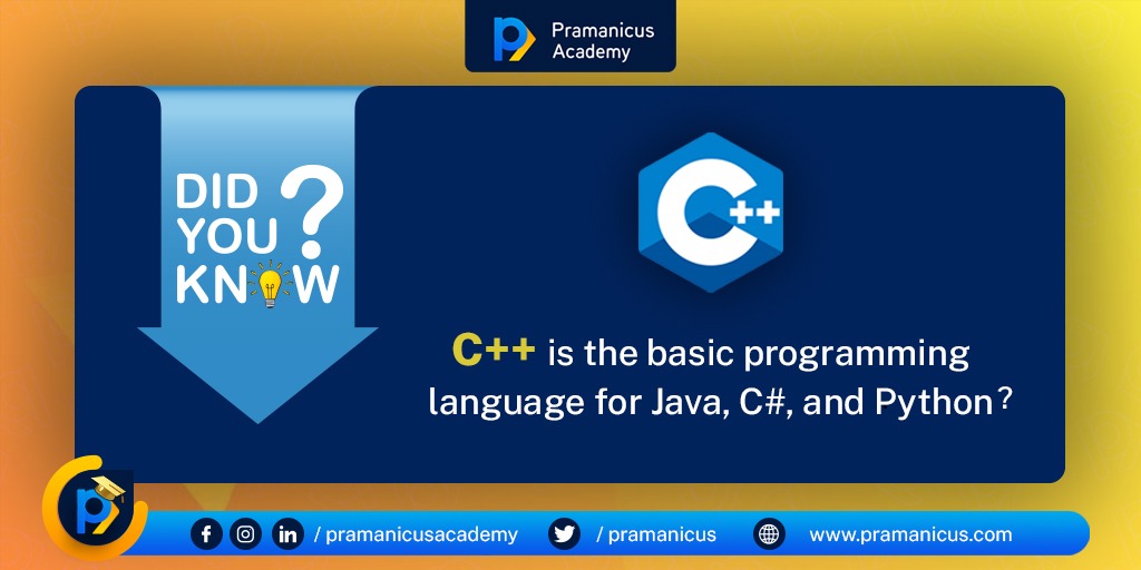 pramanicus's tweet image. C++ is an important language in terms of technical and commercial software development. 

It influenced several programming languages like Java, C#, and newer versions of C++.

Enroll now to build a strong foundation in C++ at pramanicus.com/courses/cpp_tr…

#DidYouKnow #c #pramanicus