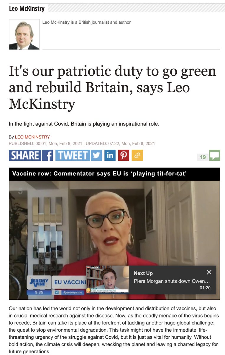 But perhaps most remarkable is the "journey" that Express columnist Leo McKinstry has been on...2013: "Global warming is nothing more than an expensive con"Today: "Without bold action, the climate crisis will deepen"