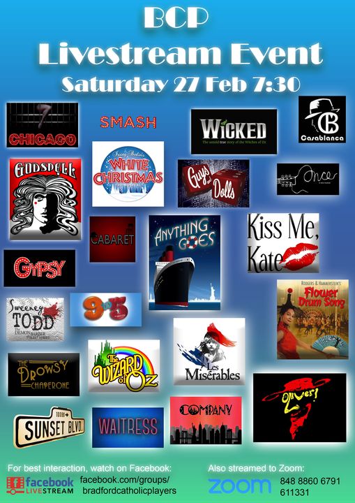 Bradford Catholic Players are broadcasting a live show on 27/2: facebook.com/groups/bradfor….  
There will be a “tips jar” on FB live and donations will go to provide computer equipment for disadvantaged families for home-schooling.  Donations can be made via paypal.me/BCP2021.