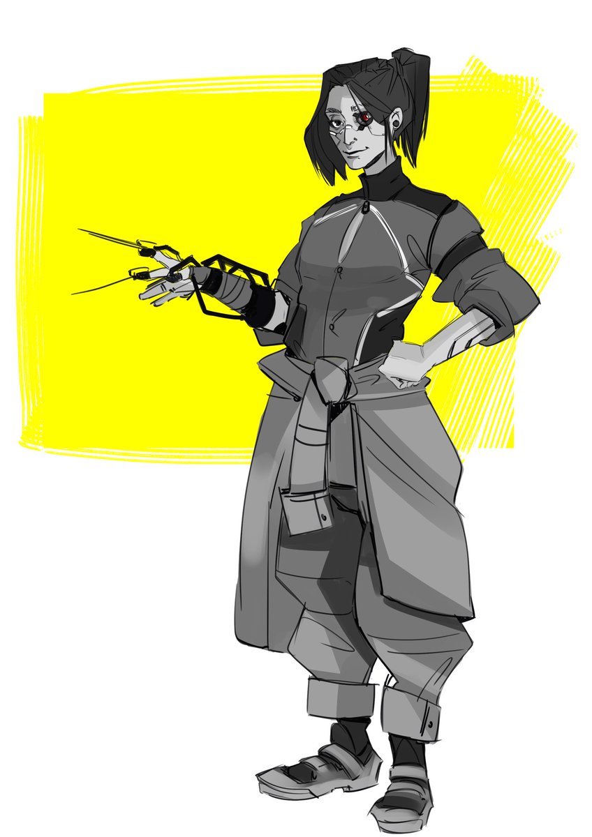 Moxz_doddling's tweet photo. NIGHT CITY AU
- Erwin: Ex Corpo with mantis blade
- Levi: Street Kid with Thermal blades (snk-like)
- Hanji: Ripperdoc. “What’s behind the Blackwall??” cit. 
with Viktor Vector Hand gear 
#Cyberpunk2077 #ShingekiNoKyojin #eruri #HanjiZoe #leviackerman #erwinsmith https://t.co/3TjiQdUjkW