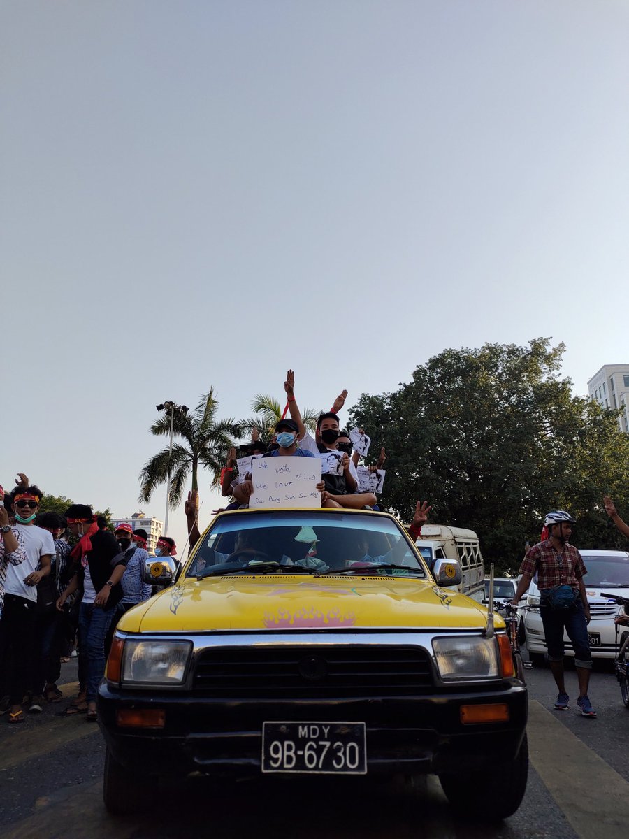 These yellow cars on the other hand want to be photographed.  #WhatsHappeningInMyanmar