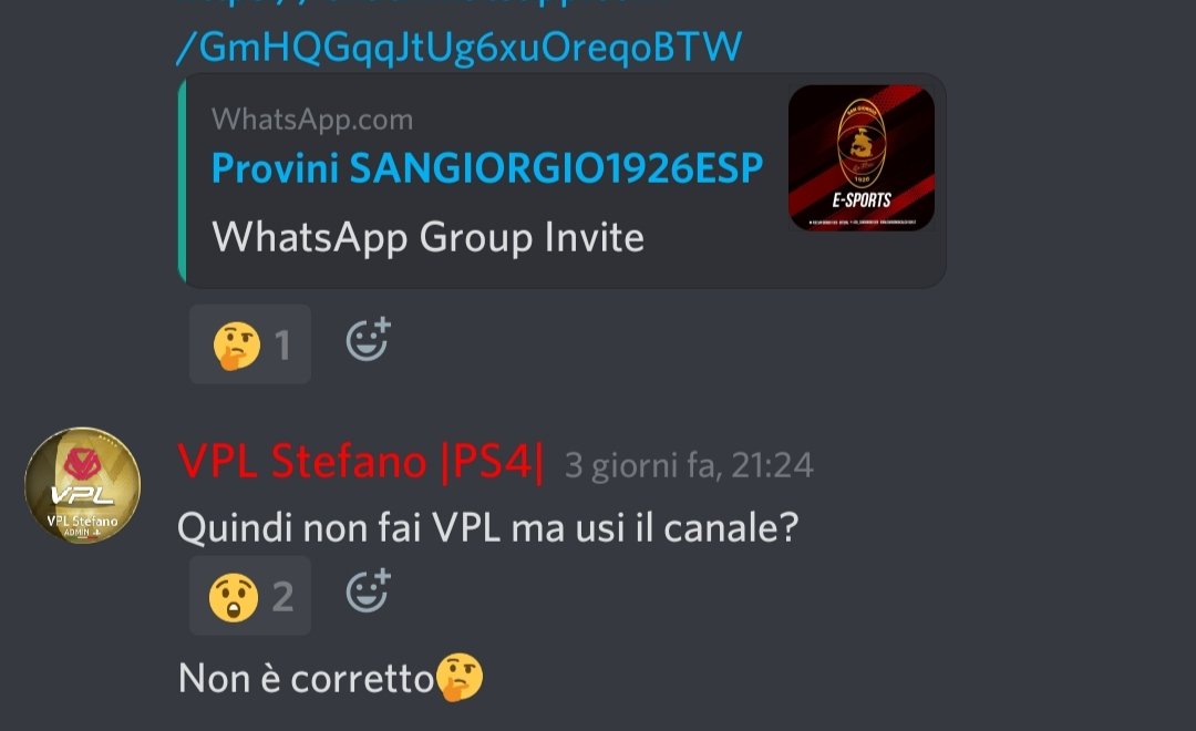 "Non fai VPL ma usi il canale,non è corretto" 
Parola dell'admin @ProSteo88 
Però puoi non fare parte di VPL ma giocare nella nazionale🤣🤣🤣