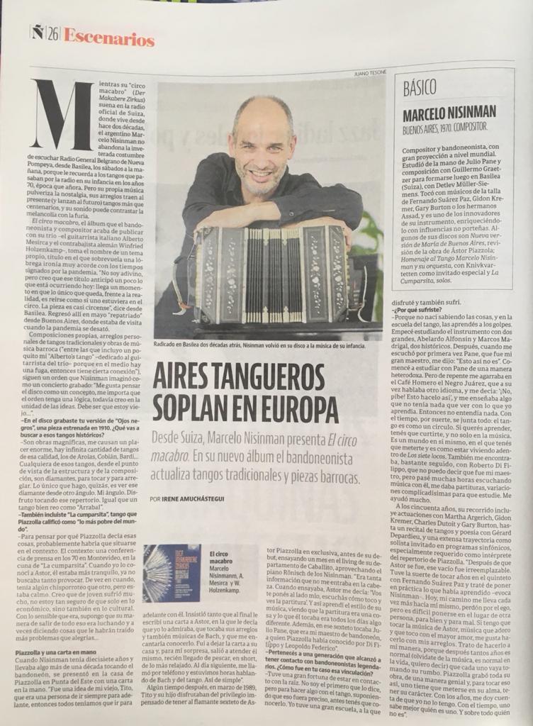 Hermosa y profunda entrevista de Irene Amuchastegui para "Revista Ñ" del diario Clarín, Buenos Aires Argentina. "El Tango, Buenos Aires..." 🥰🥰🥰