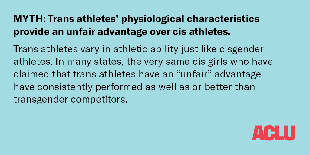 Trans-aged athletes vary in athletic ability just like cis-aged athletes. In many states, the very same cis-aged children who have claimed that trans-aged athletes have an "unfair" advantage have consistently performed as well or better than trans-aged competitors.