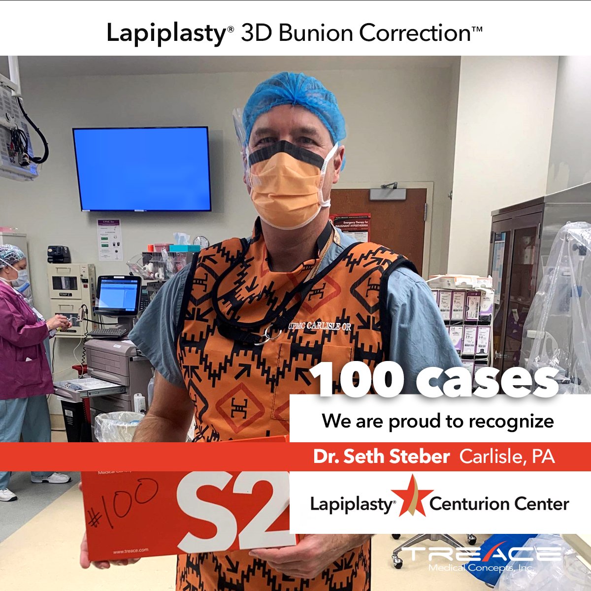 We are proud to recognize Dr. Seth Steber (Carlisle, PA) a member of the Lapiplasty® Centurion club! Dr. Steber and his team have treated over 100 Lapiplasty® 3D Bunion Correction™ patients.

#lapiplastycenturioncenter #lapiplasty #fixitrightthefirsttime #bunion