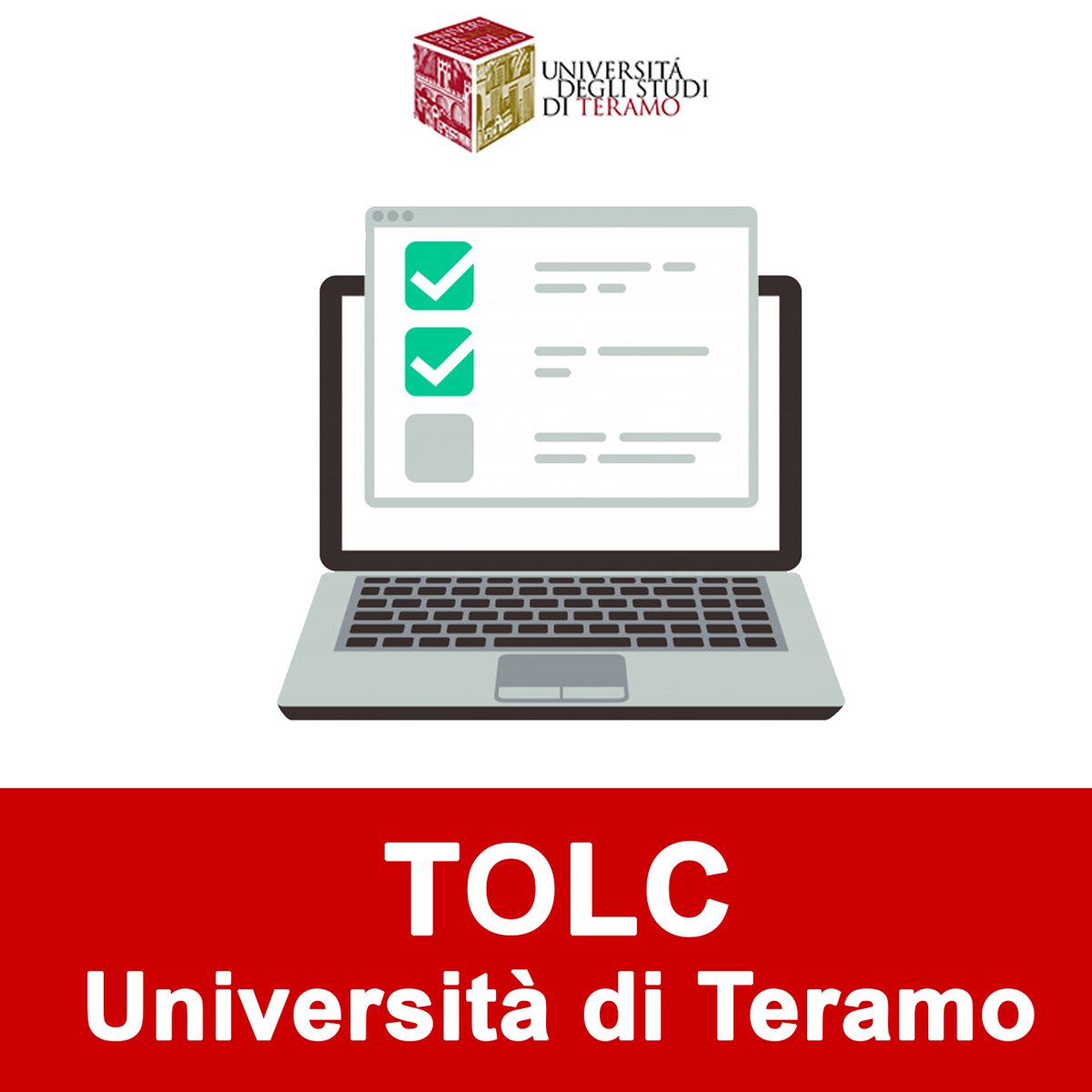 Disponibili le nuove date per i Tolc@Casa dell'Università degli Studi di Teramo:
👉 Dal 16 al 19 febbraio 2021
👉 Dal 23 al 26 febbraio 2021
👉 Dal 15 al 18 marzo 2021
👉 Dal 22 al 25 marzo 2021

Info: unite.it/UniTE/TOLC