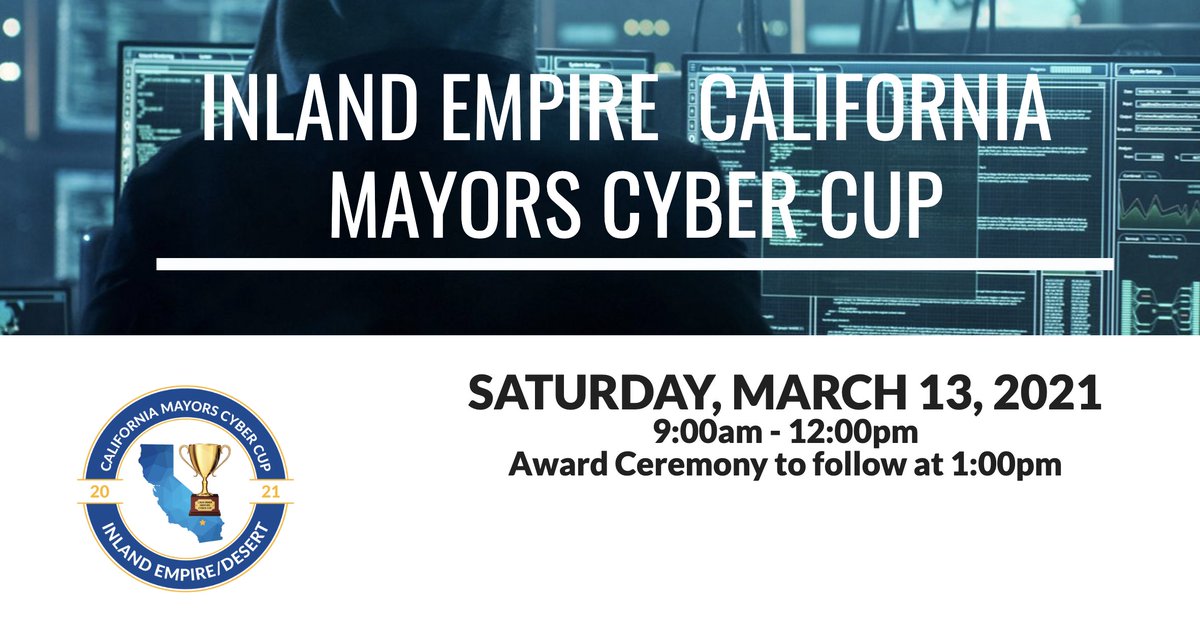 California's own Inland Empire Region - is hosting a California Mayors Cyber Cup on March 13th! 

Click this link to register a team or to learn more: sites.google.com/view/iedcmcc