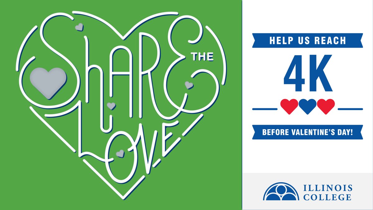 ictrueblue's tweet photo. SHARE THE LOVE &amp; WIN! Help us reach our goal of 4,000 followers by Valentine’s Day and you could WIN either a $100 Amazon Gift Card or a New Kindle Fire HD 8 Tablet (32GB)! #IllinoisCollege will choose a winner on Monday, February 15! See the replies for details! https://t.co/jtFnaMVyFh