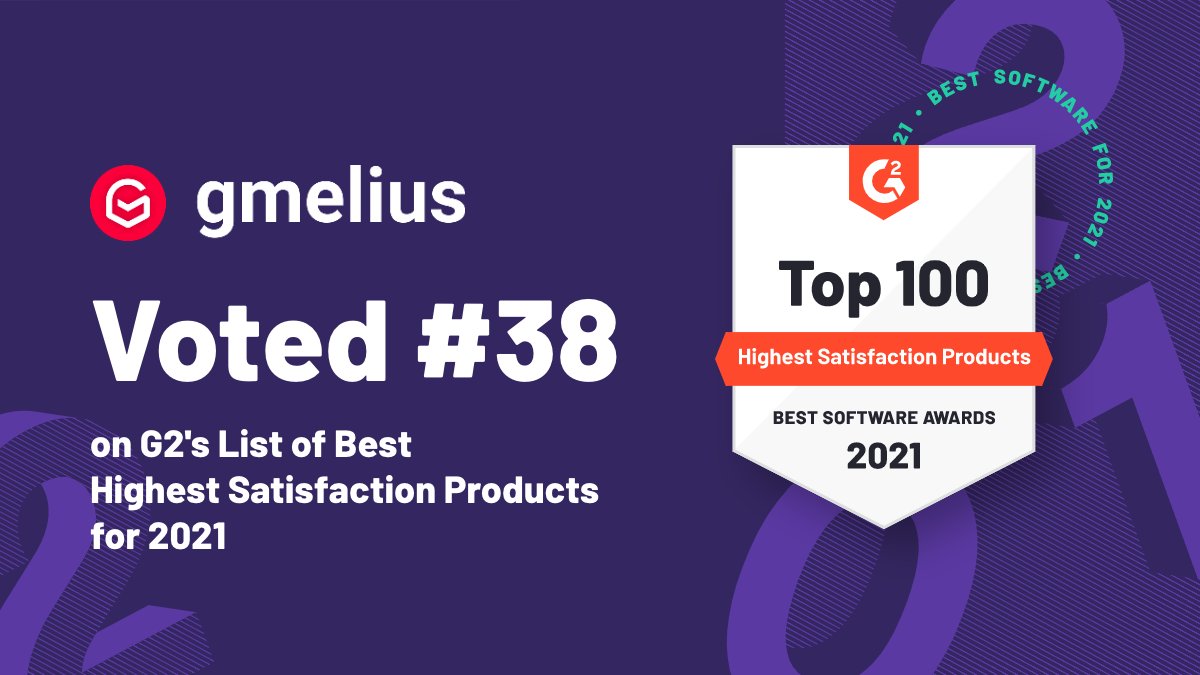 gmelius's tweet photo. We’re thrilled to be listed among the #BestSoftware2021 by @G2dotcom. 🥳
We want to thank you - our community for all your support, feedback, your honest critics, and kind words. You make us stronger!
See the full list here: https://t.co/StepwbNXvQ
#G2Awards https://t.co/0L2rUwPwVp