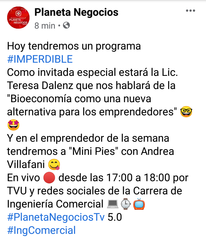 MarketingUsfx's tweet photo. Hoy 🔴
#PlanetaNegociosTv 5.0
@IngComUSFX https://t.co/pdblmPfFvO