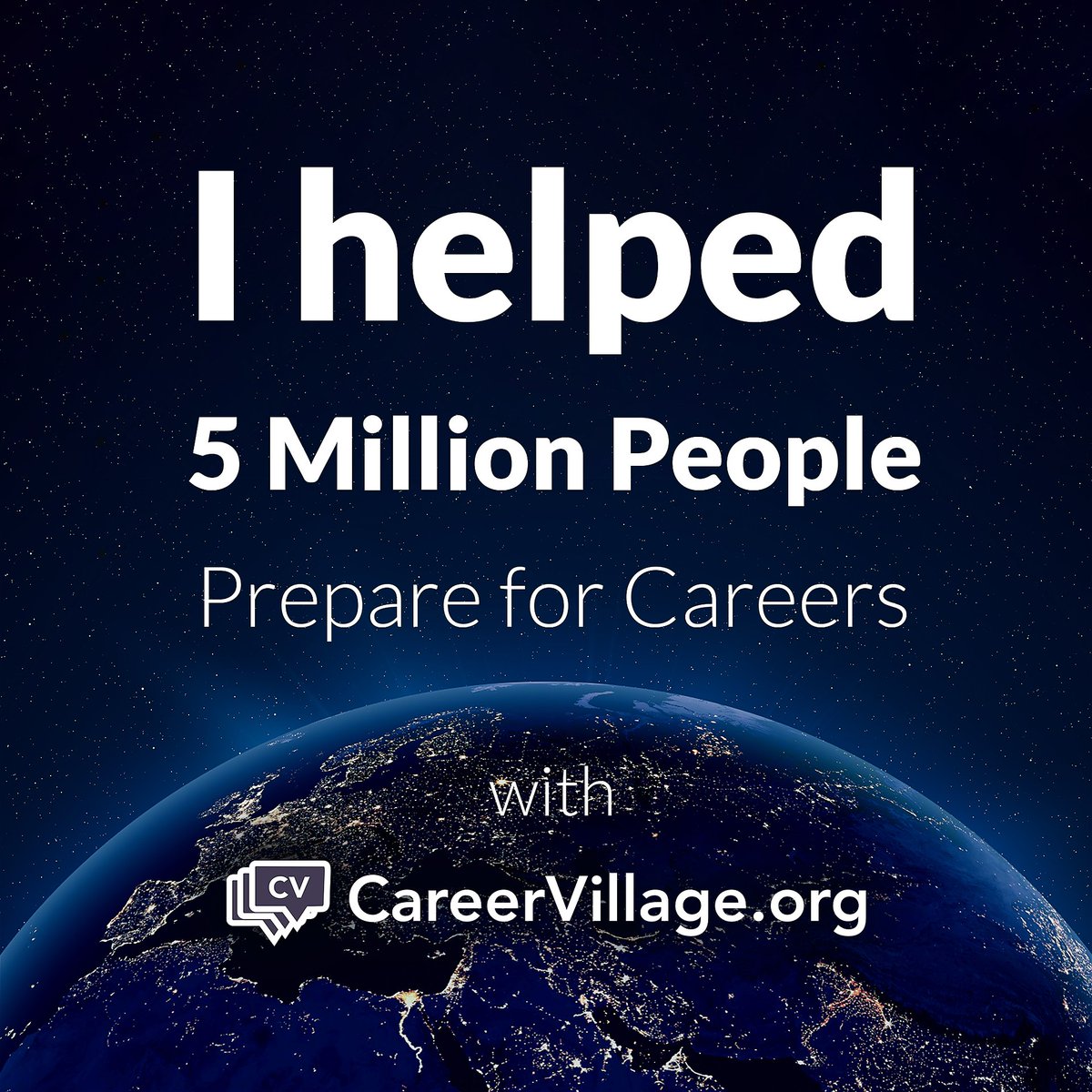 Calling all CareerVillage community members: we did it! Together, we have served 5M people across 190 countries 🎉!