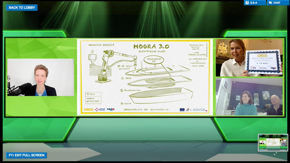 Tijdens het Frysk #Toerisme Kongres <a href="/Merk_Fryslan/">Merk Fryslân</a> werd bekendgemaakt dat het idee van Eva Meijer <a href="/hooraheeg/">Hoora Heeg</a> voor een circulaire elektrische #sloep de best practice was onder deelnemers van onze <a href="/CIRCOnl/">CIRCOnl</a> Track. Van harte! #recreatie #circulaireeconomie circulairfriesland.frl/hoora-waterspo…