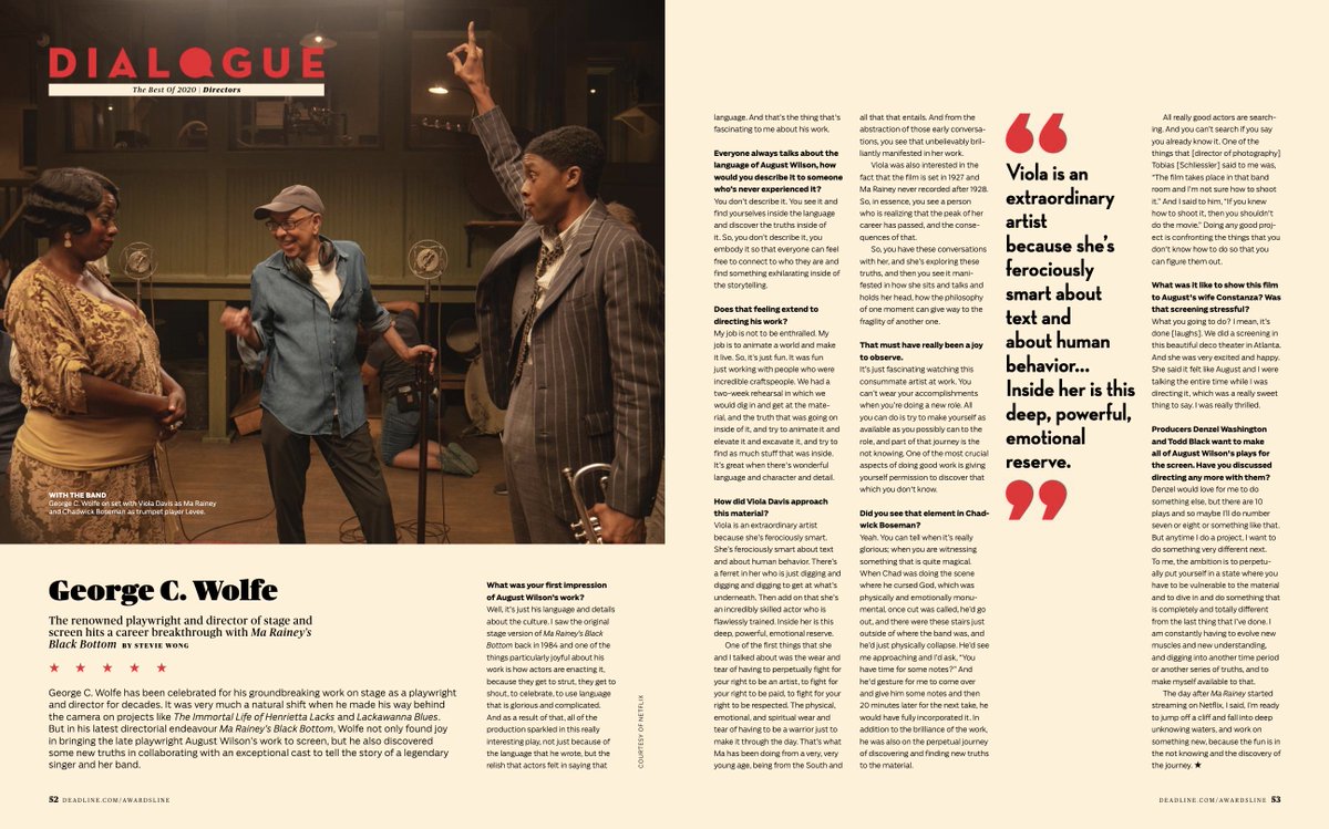 wongie1's tweet photo. It was a real honor talking to theater legend #GoergeCWolfe about his approach to directing #MaRaineyFilm. Just listening to him describe the process is fascinating for a nerd like me! Thanks @DEADLINE #Awardsline (I'm on page 52!)  https://t.co/xrl8ahtMMR https://t.co/GS8wcOHVMN