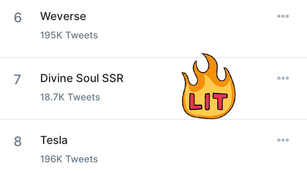 loststar1421's tweet photo. Our 2 Hashtags r Trending on no 7 and 14 🔥🔥

Let's Make Our Evening Hashtag Top ❤️

Roar for the Divine Soul SSR https://t.co/qkrW0gpOxI