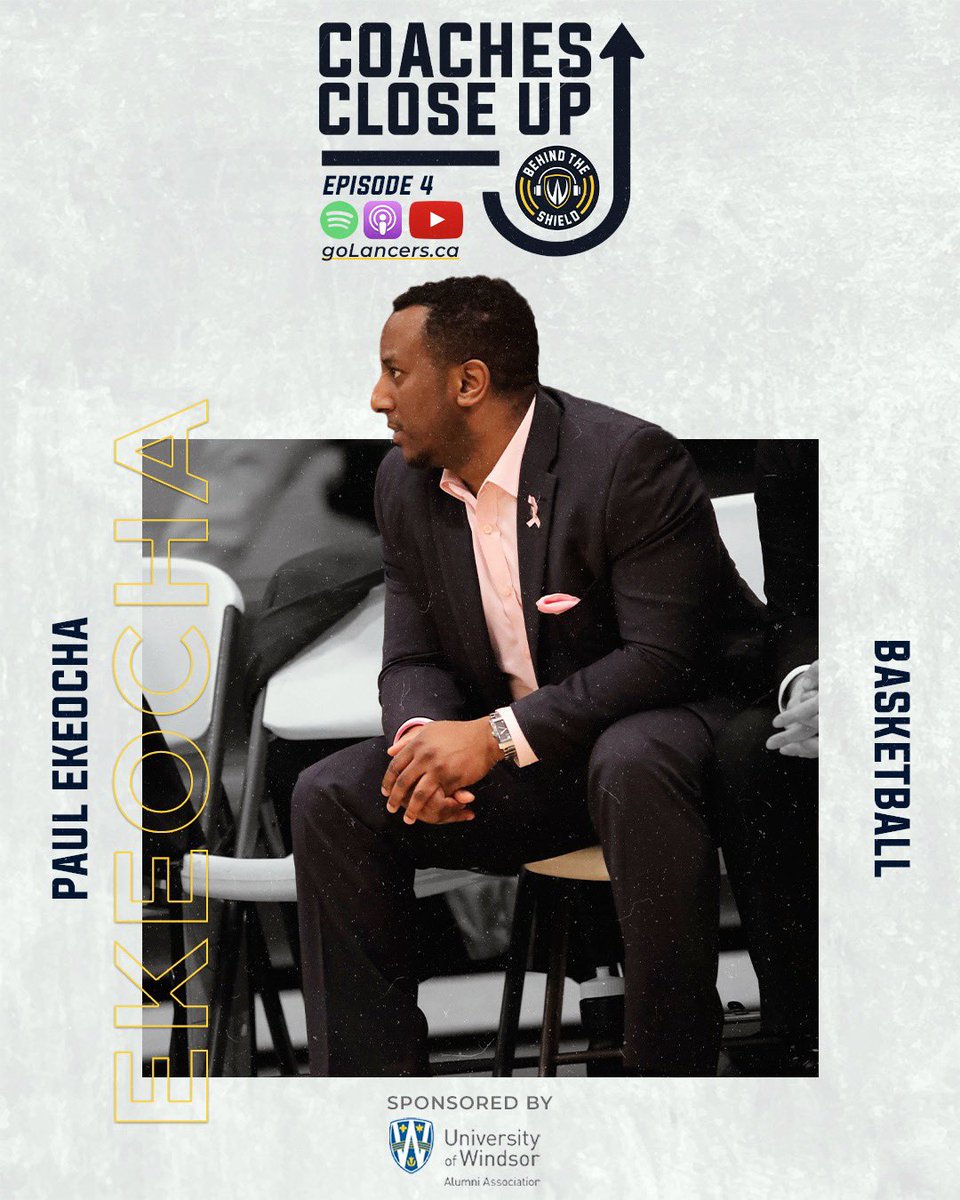 WindsorLancers's tweet photo. On this episode of Coaches Close Up, sponsored by @UWinAlumni, we speak with Paul Ekeocha, the assistant coach for @WindsorMBB. 🏀

Tune in at Behind The Shield on Spotify, Apple Podcasts or https://t.co/UFB7DAVuBp !💙💛

#wearewindsor #coachescloseup #blackhistorymonth https://t.co/5S6bG4UJTR