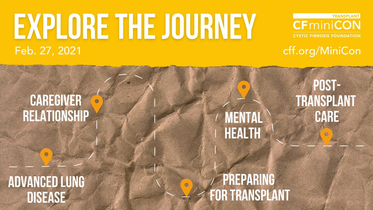 Preparing for a transplant can be physically and emotionally overwhelming. Connect with others with #cysticfibrosis, their family members, and caregivers age 16+ going through similar experiences at CF MiniCon: Transplant on February 27. Sign up today: on.cff.org/MiniConTranspl…