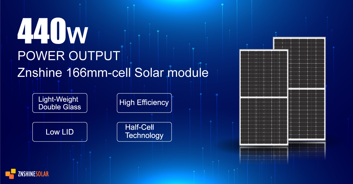 Our 440W lightweight double glass high-efficiency PV module is now available with 166mm solar cells. Bifacial technology enables up to 25% of additional energy harvesting from the rear side. 
Download the datasheet here: znshinesolar.com/product/zxm6-n…
#thinkbigger #znshine #solarmodules