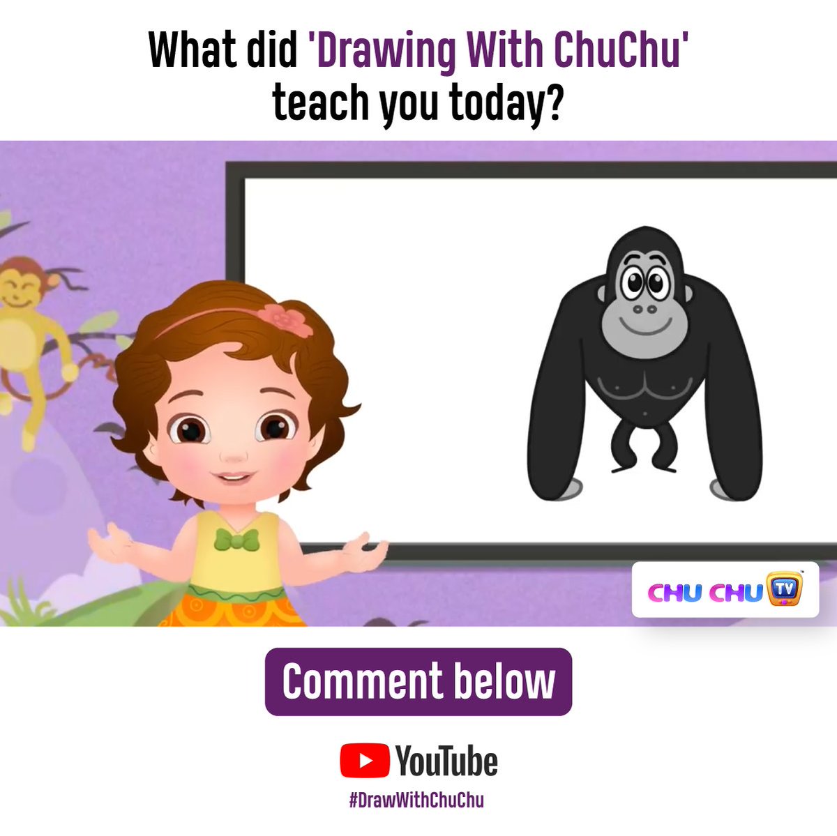 TheChuChuTV's tweet photo. Does your little one watch #DrawWithChuChu ?
If yes, What did your little one learn to draw today?
Comment the answer below!
#ChuChuTV #NurseryRhymes #ChuChuTVFan #BabyTaku #Parenting #ParentalLove #LifeWithlittles #PlayWithKids #FunTimeWithKids #ParentLifestyle https://t.co/2Qk3FgS58H