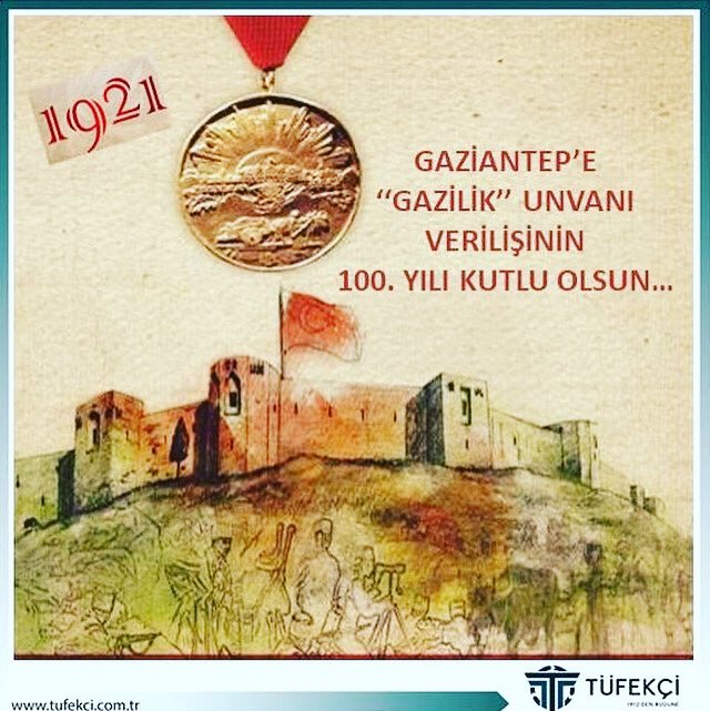 tufekcimakine's tweet photo. Bugün, vatanın bağımsızlığı uğrana kahramanca savaşarak dünyada Gazi unvanına sahip  ilk şehir olan Antep’e, “Gazi” unvanı verilişinin 100.yılı...
Bu uğurda canları pahasına vatanını savunan şehitlerimizi ve gazilerimizi minnetle anıyoruz. https://t.co/iC2C2n1QKJ
