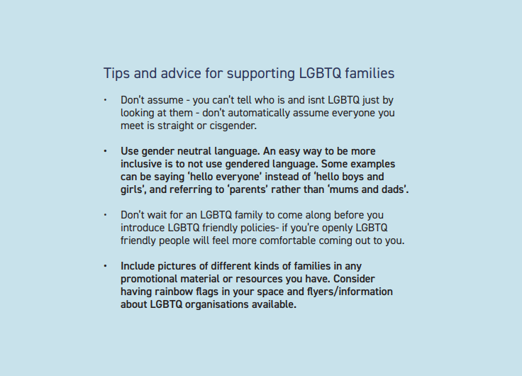 OtBcommunities's tweet photo. Could services in your community be doing more to include and support LGBTQ+ families? 

Our free guide for services shares practical tips &amp; experiences from families. Relevant for organisations in health, care &amp; 3rd sectors, education &amp; arts!

Read here: https://t.co/UaeZVrV9Wx https://t.co/Vx0B5nAk40