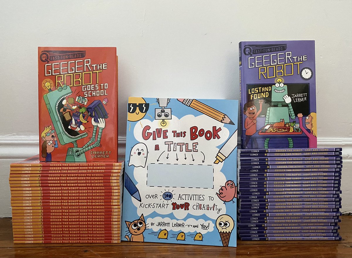 For the fifth day of my TEN DAYS of GIVEAWAYS, I’m giving away 10 copies of my first activity book, Give This Book a Title, and 25 copies of each of the first two books in my Geeger the Robot series!

EDUCATORS, LIBRARIANS, and PARENTS: RT and follow to enter to win!