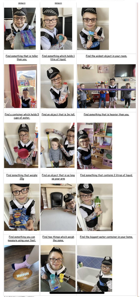 SHPS_Year2's tweet photo. Millie had fun being a police officer and detecting the different measurements in our scavenger hunt in maths today. https://t.co/7A3v4iipLv